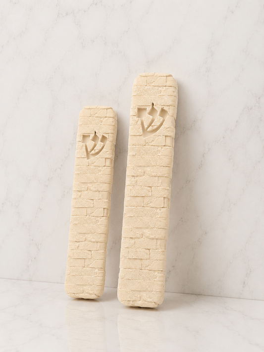 מזוזה אבן ירושלמית- דגם חלום ירושלמי קלף 15 ס"מ